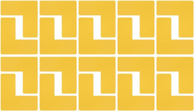 Beiyier 100 Pack 5s Location Marking Corner, 2x2x0.8 Inch Durable L Shaped Workplace Graphical Floor Organization Marker for Office Desk Table Top, Warehouse Floor (Yellow) - Image 1
